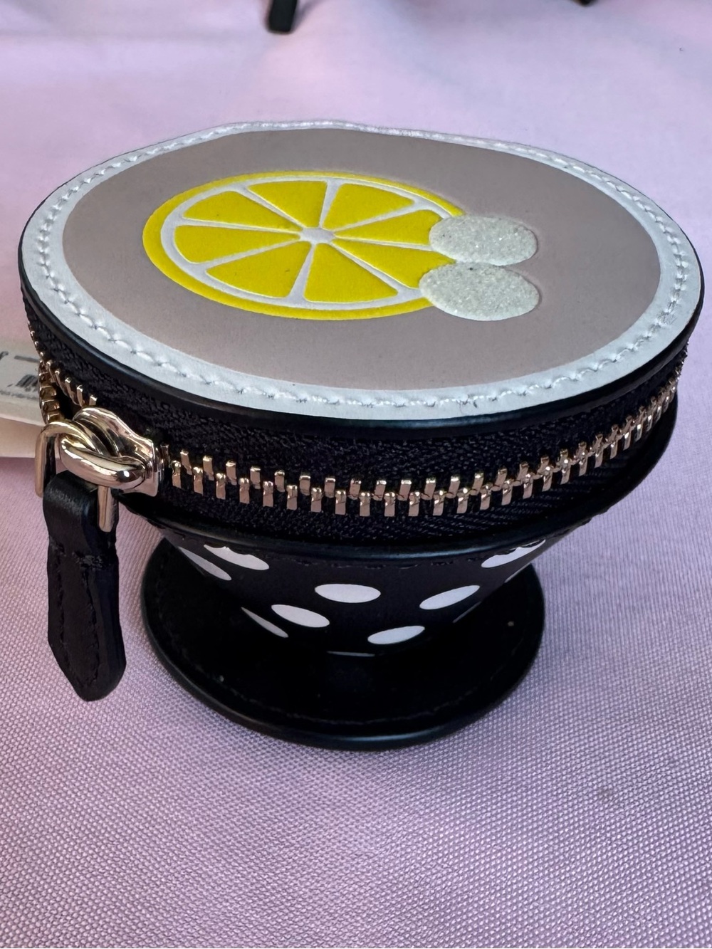 kate spade tea with lemon poka dot coin purse NWT